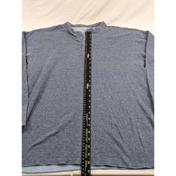 LL Bean Shirt L Tall Blue River Drivers Henley Wool Blend Two Layer Outdoor - Picture 5 of 8
